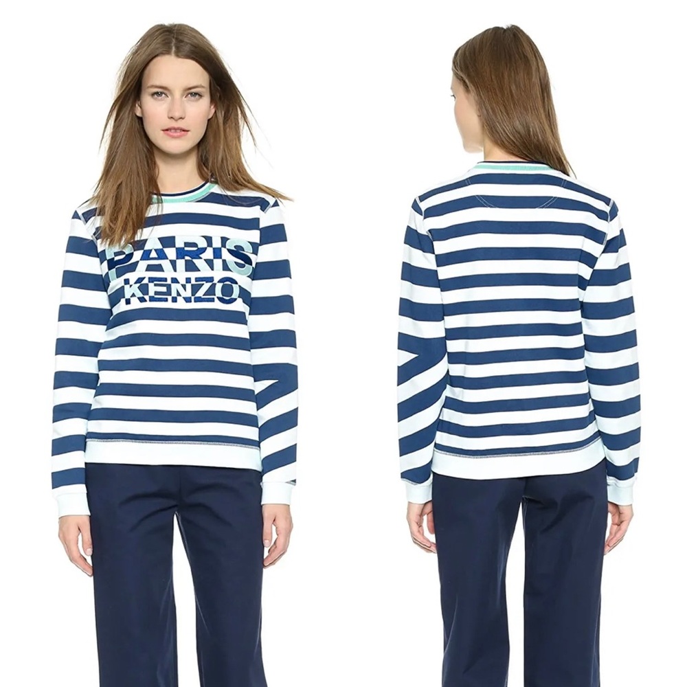 Kenzo Pairs Logo Embroidery Striped Sweatshirt
